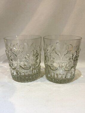 Pair of VTG Pilgrim Glass Adams-Clear Double Old-Fashioned Rock Glass